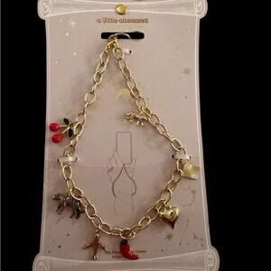 Gold Charm Phone Bracelet with Red and Gold Charm Accents NWT stocking stuffer